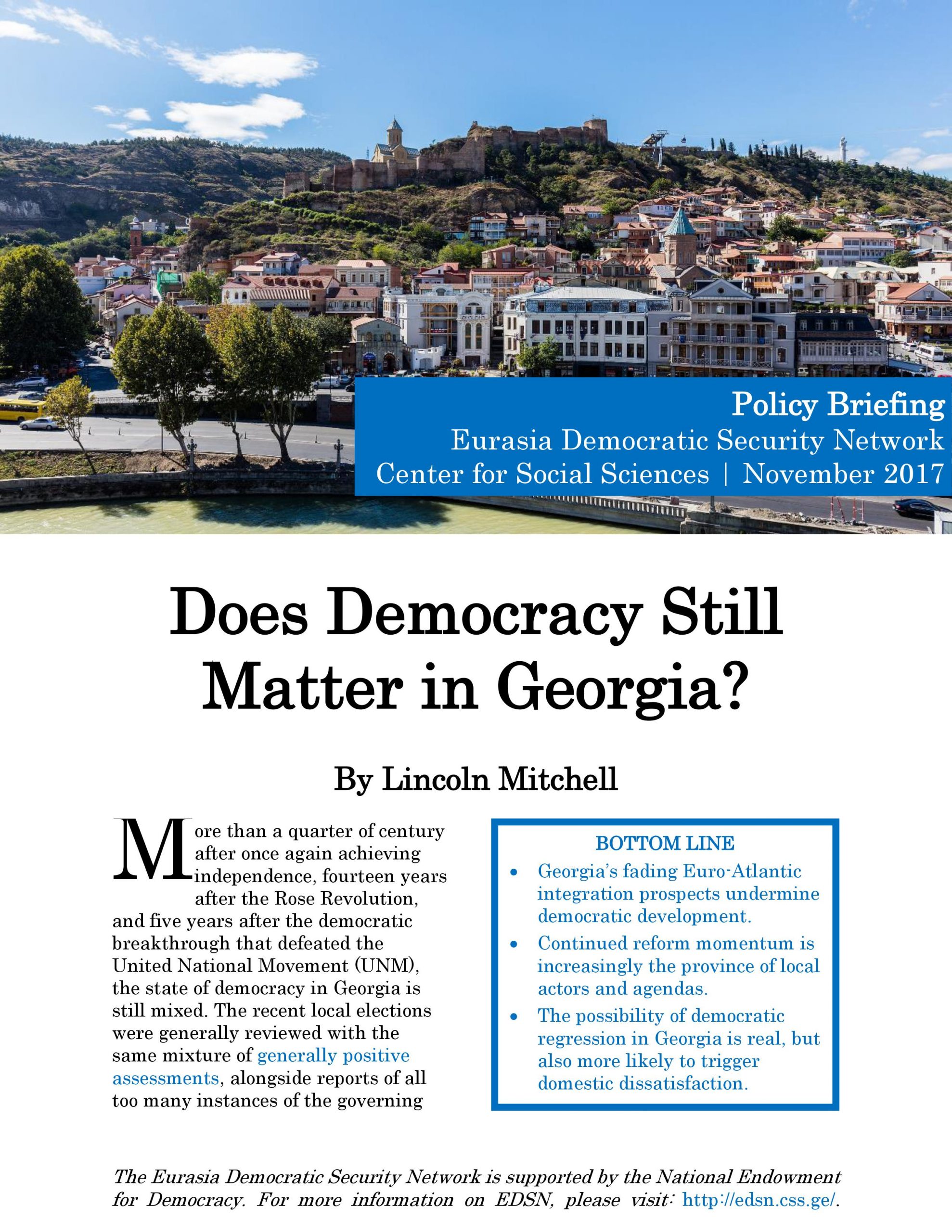 POLICY BRIEFING: Does Democracy Still Matter in Georgia?